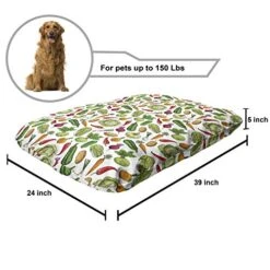 Ambesonne Vegetables Pet Bed, Continuous Pattern With Detailed Colored Drawn Delicious Natural Healthy Food, Chew Resistant Pad For Dogs And Cats Cushion With Removable Cover, 24" X 39", Multicolor -Zoomie Shop 51UuNbRkF2L