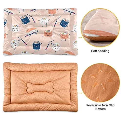 Cartoon Food Sushi Sashimi Dog Bed Mat Soft Crate Pad Washable Anti-Slip Mattress For 36 X 24 In Dogs And Cats Kennel Pad 2 Cartoon Food Sushi Sashimi Dog Bed Mat Soft Crate Pad Washable Anti-Slip Mattress For 36 X 24 In Dogs And Cats Kennel Pad - Image 2