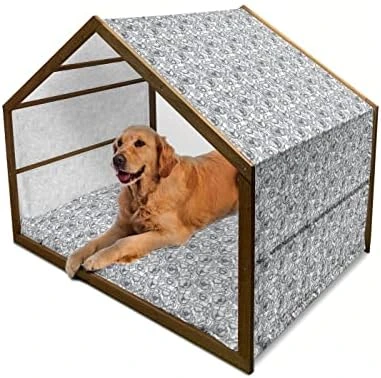Ambesonne Food Wooden Dog House, Repetitive Pattern With Outline Fruits And Vegetables, Indoor & Outdoor Portable Dog Kennel With Pillow And Cover, X-Large, Pale Orange Pale Yellow 9 Ambesonne Food Wooden Dog House, Repetitive Pattern With Outline Fruits And Vegetables, Indoor & Outdoor Portable Dog Kennel With Pillow And Cover, X-Large, Pale Orange Pale Yellow - Image 9