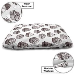 Ambesonne Cupcake Pet Bed, Delicious Desserts Food Yummy Chocolate Cake With Cherries Sketch, Chew Resistant Pad For Dogs And Cats Cushion With Removable Cover, 24" X 39", Muave Taupe And White 8 Ambesonne Cupcake Pet Bed, Delicious Desserts Food Yummy Chocolate Cake With Cherries Sketch, Chew Resistant Pad For Dogs And Cats Cushion With Removable Cover, 24" X 39", Muave Taupe And White -Zoomie Shop 51Vjgr9rPZL