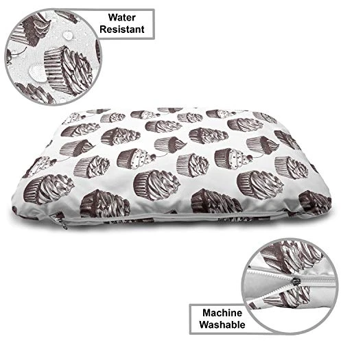 Ambesonne Cupcake Pet Bed, Delicious Desserts Food Yummy Chocolate Cake With Cherries Sketch, Chew Resistant Pad For Dogs And Cats Cushion With Removable Cover, 24" X 39", Muave Taupe And White 4 Ambesonne Cupcake Pet Bed, Delicious Desserts Food Yummy Chocolate Cake With Cherries Sketch, Chew Resistant Pad For Dogs And Cats Cushion With Removable Cover, 24" X 39", Muave Taupe And White - Image 4
