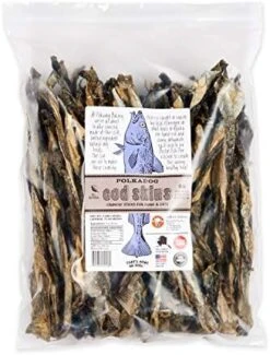Polkadog Crunchy Cod Skins Dog Sticks - Cod Skins Treats For Dogs - All-Natural Pet, Dog Treats - Savory, Healthy Fish-Skin Puppy Treat - Locally-Sourced Alaskan Treats For Pets – 4.7 Oz. -Zoomie Shop 51Vl1pabreL. AC