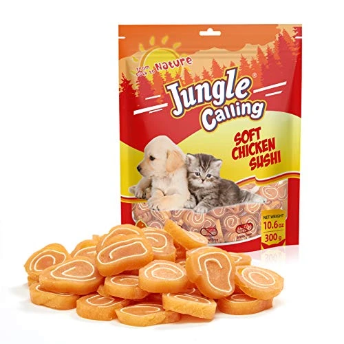 Jungle Calling Chicken Wrapped Dog Treats, Grain Free Soft Chewy Chicken&Codfish Treats For Training Rewards,10.6Ounce 1 Jungle Calling Chicken Wrapped Dog Treats, Grain Free Soft Chewy Chicken&Codfish Treats For Training Rewards,10.6Ounce
