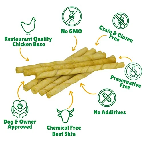 Lucky Premium Treats Chicken Basted Rawhide – All-Natural Rawhide And Beef Dog Treats For Small Dogs, Gluten Free Premium Small Dog Treats (15 Chews) 2 Lucky Premium Treats Chicken Basted Rawhide – All-Natural Rawhide And Beef Dog Treats For Small Dogs, Gluten Free Premium Small Dog Treats (15 Chews) - Image 2