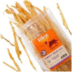 Riley's Turkey Tendons For Dogs Made In The USA & Sourced In The USA - Single Ingredient Dog Treats - All Natural Turkey Tendon Chews For Dogs