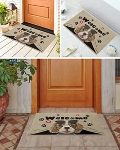 Bathroom Rugs Door Mat Welcome Cartoon Dog Sunglasses Love Paws Vintage Soft Plush Front Door Mat Non-Slip Washable Indoor Door Mats For Entryway, Highly Absorbent Rug For Tub Shower 18x30 Inch -Zoomie Shop 51WuvutBYrL