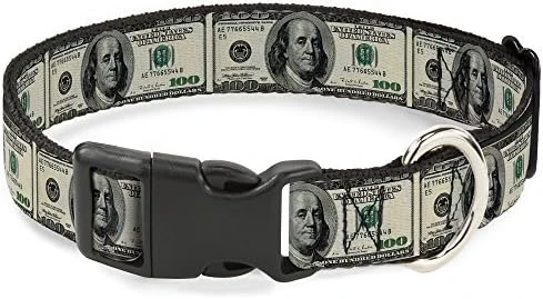 Buckle-Down Plastic Clip Collar - 100 Dollar Bills - 1" Wide - Fits 11-17" Neck - Medium 8 Buckle-Down Plastic Clip Collar - 100 Dollar Bills - 1" Wide - Fits 11-17" Neck - Medium - Image 8