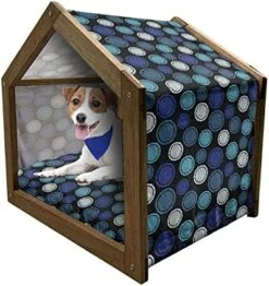 Ambesonne Pop Art Wooden Dog House, Hipster Banana Graphic Exotic Fruits Island Food Jungle Tropical Design, Indoor & Outdoor Portable Dog Kennel With Pillow And Cover, X-Large, Cobalt Blue Mustard -Zoomie Shop 51X9wh487IL. AC