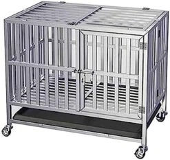 Collapsible Dog Cage, Four Wheel Stainless Steel Dog Kennel, Suitable For All Kinds Of Pet Dogs And Cats, Large Dog And Dog Cage (Size : 125 * 95 * 110) -Zoomie Shop 51XN8zwtHL. AC