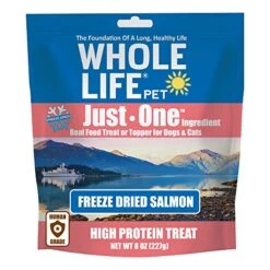 Whole Life Pet Just One Salmon Dog And Cat Value Packs - Human Grade, Freeze Dried, One Ingredient - Protein Rich, Grain Free, Made In The USA