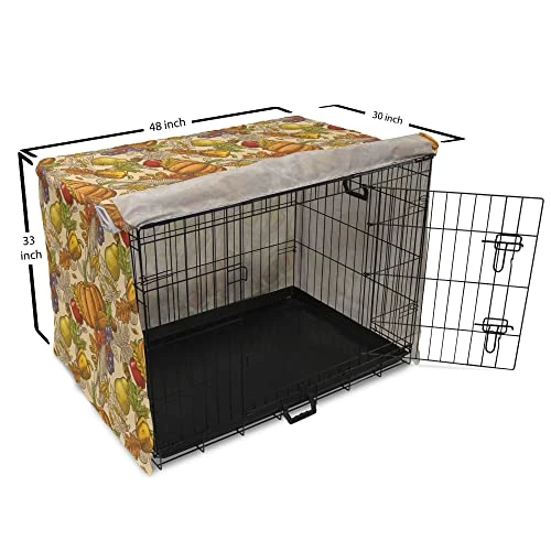 Lunarable Harvest Dog Crate Cover, Happy Thanksgiving Food Pumpkin Tomato Corn Pepper Maple Leaf Acorn Cooking Theme, Easy To Use Pet Kennel Cover For Small Dogs Puppies Kittens, 48 Inch, Multicolor 4 Lunarable Harvest Dog Crate Cover, Happy Thanksgiving Food Pumpkin Tomato Corn Pepper Maple Leaf Acorn Cooking Theme, Easy To Use Pet Kennel Cover For Small Dogs Puppies Kittens, 48 Inch, Multicolor - Image 4