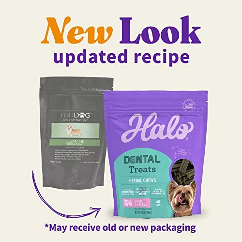 Halo Herbal Dental Treats, Natural, Dental Health, For Small Dogs 5 To 25 Lbs, 14-OZ Pouch, (40 Count) 1 Halo Herbal Dental Treats, Natural, Dental Health, For Small Dogs 5 To 25 Lbs, 14-OZ Pouch, (40 Count)