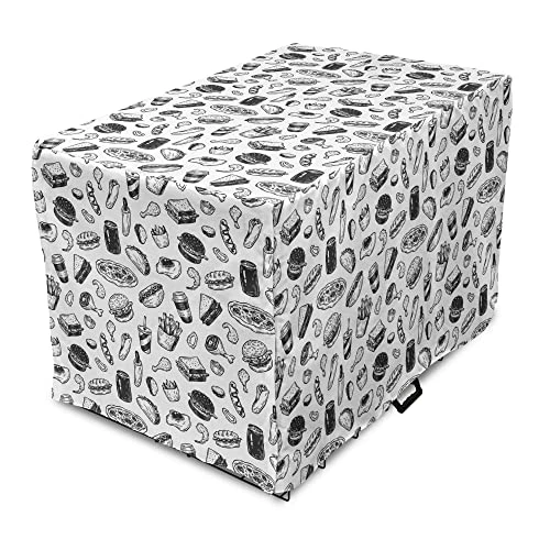 Lunarable Soda Dog Crate Cover, Fast Food Burger Pizza Hot Dog Junk Unhealthy Meal Menu Wings Restaurant, Easy To Use Pet Kennel Cover For Small Dogs Puppies Kittens, 22 Inch, Charcoal Grey And White 1 Lunarable Soda Dog Crate Cover, Fast Food Burger Pizza Hot Dog Junk Unhealthy Meal Menu Wings Restaurant, Easy To Use Pet Kennel Cover For Small Dogs Puppies Kittens, 22 Inch, Charcoal Grey And White
