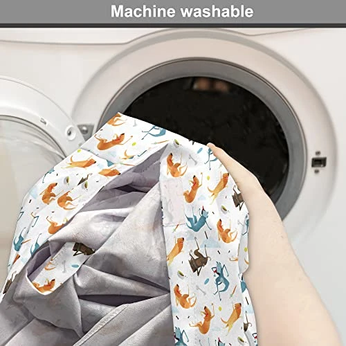 Ambesonne Dog Dog Crate Cover, Funny Dogs Flying With Food Bowl And Bones Pets Companion Illustration, Easy To Use Pet Kennel Cover For Small Dogs Puppies Kittens, 18 Inch, Slate Blue Ginger 2 Ambesonne Dog Dog Crate Cover, Funny Dogs Flying With Food Bowl And Bones Pets Companion Illustration, Easy To Use Pet Kennel Cover For Small Dogs Puppies Kittens, 18 Inch, Slate Blue Ginger - Image 2