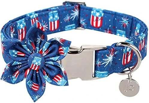 UP URARA PUP Summer Dog Collar With Bow Tie, Cotton Cute Bowtie Dog Collar, Summer Bowtie Collar For Small Boy Girl Dog, Comfortable Blue Dog Collar With Metal Buckle, S, Neck 10-16in 15 UP URARA PUP Summer Dog Collar With Bow Tie, Cotton Cute Bowtie Dog Collar, Summer Bowtie Collar For Small Boy Girl Dog, Comfortable Blue Dog Collar With Metal Buckle, S, Neck 10-16in - Image 15