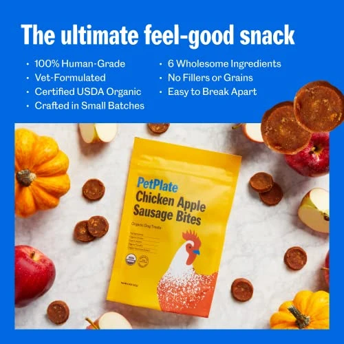 PetPlate Chicken Apple Sausage Bites, Human Grade Dog Treats, Pet Treats For All Life Stages, Dog Treats, Grain-Free, Organic And Real Ingredients, High Protein, Healthy Snacks (Pack Of 1, 4.5 Ounce) 3 PetPlate Chicken Apple Sausage Bites, Human Grade Dog Treats, Pet Treats For All Life Stages, Dog Treats, Grain-Free, Organic And Real Ingredients, High Protein, Healthy Snacks (Pack Of 1, 4.5 Ounce) - Image 3