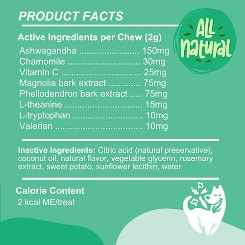 Vivus Pets Calming Chews For Dogs Anxiety Relief - Chick'n Flavored Vegan Dog Calming Treats For Training & Behavior Aid - All Natural Ingredients, Suitable For Dogs Of All Breeds, 5.3 Oz 2 Vivus Pets Calming Chews For Dogs Anxiety Relief - Chick'n Flavored Vegan Dog Calming Treats For Training & Behavior Aid - All Natural Ingredients, Suitable For Dogs Of All Breeds, 5.3 Oz - Image 2