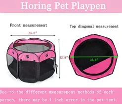 Soft Portable Foldable Pet Tent 8-Panel Mesh House Pet Playpen Kennel Denier Puppy Pen Oxford Cloth For Dog Cat Rabbit With Storage Bag And Slow Food Bowl (35.8"X35.8"X22.8", Rose) -Zoomie Shop 51YyW0B3zIS