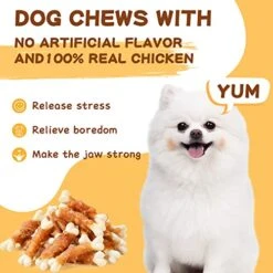 PAWUP Dog Treats Chicken Wrapped Calcium Bone, Training Treats For Small Dogs, Rawhide Free Dog Chews, Natural Teeth Clean W/Taurine, Limited Ingredients Natural Dog Reward, 12.5 Oz 12 PAWUP Dog Treats Chicken Wrapped Calcium Bone, Training Treats For Small Dogs, Rawhide Free Dog Chews, Natural Teeth Clean W/Taurine, Limited Ingredients Natural Dog Reward, 12.5 Oz -Zoomie Shop 51ZHqM8BwdL