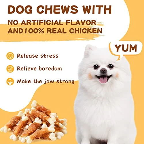 PAWUP Dog Treats Chicken Wrapped Calcium Bone, Training Treats For Small Dogs, Rawhide Free Dog Chews, Natural Teeth Clean W/Taurine, Limited Ingredients Natural Dog Reward, 12.5 Oz 5 PAWUP Dog Treats Chicken Wrapped Calcium Bone, Training Treats For Small Dogs, Rawhide Free Dog Chews, Natural Teeth Clean W/Taurine, Limited Ingredients Natural Dog Reward, 12.5 Oz - Image 5