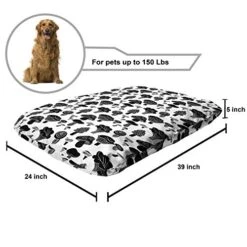Ambesonne Mushroom Pet Bed, Fresh Raw Cuisine Food Plants Vegan Themed Woodland Monochrome Print, Chew Resistant Pad For Dogs And Cats Cushion With Removable Cover, 24" X 39", Charcoal Grey And White -Zoomie Shop 51ZND6oXuoL