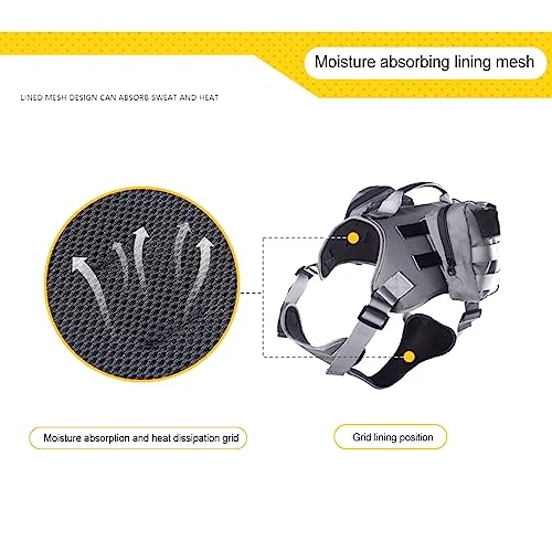 Service Dog Vest Breathable Service Dog Harness Adjustable Pet Vest With Handle For Outdoor Training Walking (Grey, L) 3 Service Dog Vest Breathable Service Dog Harness Adjustable Pet Vest With Handle For Outdoor Training Walking (Grey, L) - Image 3