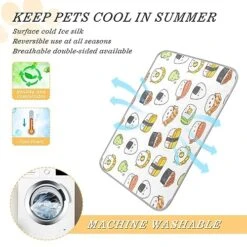 Washable Dog Cooling Mat Cartoon Kawaii Sushi Summer Cats Sleeping Mat Cute Japanese Food Summer Dog Bed Mats 22x27.6inch Pet Ice Silk Sleep Kennel Pad Animal Sleep Bed For Home Outdoor Travel -Zoomie Shop 51ZaGyEFNYL