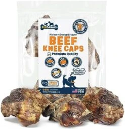 PUPDAWGS Single Ingredient Dog Bone Made In USA - Beef Knee Caps - 100% Natural Dog Bones For Aggressive Chewers - From USDA Inspected Beef - Hickory Smoked - Individually Wrapped (3 Piece Pack) -Zoomie Shop 51Zl3CdDXEL. AC
