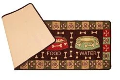 Pet Bone Food And Water Runner Rug Brown Multi Color Slip Skid Resistant Rubber Backing Pet Friendly Washable Rug Runners (Brown, 20" X 59") -Zoomie Shop 51ZrhdAankL