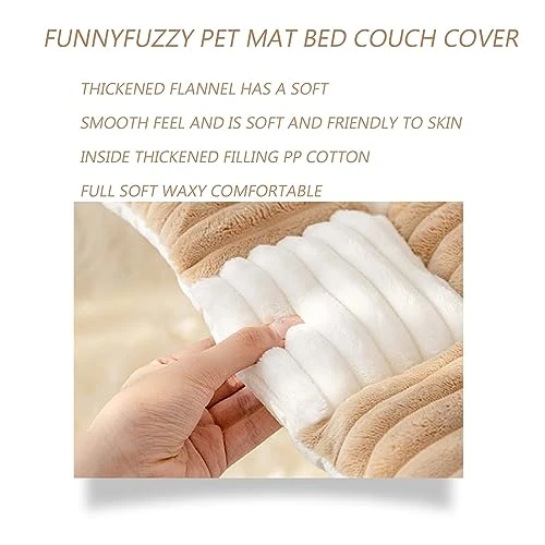 Funnyfuzzy Cream-Coloured Large Plaid Square Pet Mat Bed Couch Cover,Funny Fuzzy Square Pet Mat Bed Couch Cover,Large Plaid Square Pet Mat Bed Couch Cover For Couch Or Floor (1,70x150cm) 2 Funnyfuzzy Cream-Coloured Large Plaid Square Pet Mat Bed Couch Cover,Funny Fuzzy Square Pet Mat Bed Couch Cover,Large Plaid Square Pet Mat Bed Couch Cover For Couch Or Floor (1,70x150cm) - Image 2
