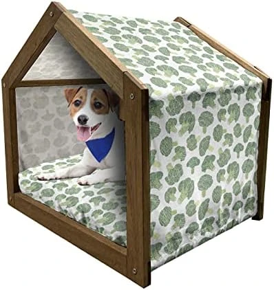Ambesonne Food Wooden Dog House, Repetitive Pattern With Outline Fruits And Vegetables, Indoor & Outdoor Portable Dog Kennel With Pillow And Cover, X-Large, Pale Orange Pale Yellow 6 Ambesonne Food Wooden Dog House, Repetitive Pattern With Outline Fruits And Vegetables, Indoor & Outdoor Portable Dog Kennel With Pillow And Cover, X-Large, Pale Orange Pale Yellow - Image 6