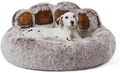 Jiupety Dog Bed With Standing Paws | Upgraded Soothing Paw Dog Bed | Cozy Comfy Small Dog Bed | Creative Dog Donut Bed With Bear Paws | Pink L Size 26”X26”X8” | Pet Paw Dog Bed For Small Dogs -Zoomie Shop 51aFd1adzTL. AC