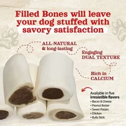 Natural Farm Sweet Potato Filled Bones (3-4 Inch, 6 Pack), Limited Ingredient, Natural Stuffed Dental Dog Bone Treats For Dogs, Made With Real Beef & Sweet Potato