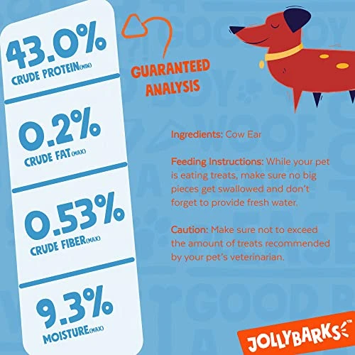 JollyBarks White Cow Ears For Dogs, Rawhide Free Dog Chews Long Lasting Dog Treats For Medium Dogs, Healthy Dog Treats For Large Dog | Cow Ear Dog Chew Treats All Natural Dog Treats Small Dogs (12 Pk) 3 JollyBarks White Cow Ears For Dogs, Rawhide Free Dog Chews Long Lasting Dog Treats For Medium Dogs, Healthy Dog Treats For Large Dog | Cow Ear Dog Chew Treats All Natural Dog Treats Small Dogs (12 Pk) - Image 3