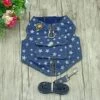 DOILNXH Denim Dog Harness Vest And Leash Blue Padded Jacket Jean Star Clothes With Pocket For Small Dogs Cat Chihuahua