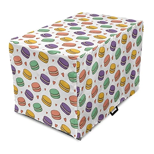 Ambesonne Food Dog Crate Cover, Colorful Macarons Cookies Pattern Along Hearts Modern Confectionery Theme, Easy To Use Pet Kennel Cover For Small Dogs Puppies Kittens, 18 Inch, Orange And Multicolor 1 Ambesonne Food Dog Crate Cover, Colorful Macarons Cookies Pattern Along Hearts Modern Confectionery Theme, Easy To Use Pet Kennel Cover For Small Dogs Puppies Kittens, 18 Inch, Orange And Multicolor