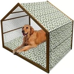 Lunarable Farming Wooden Pet House, Organic Cucumbers Dill Pickles Healthy Food Vegetables Salad Homemade, Outdoor & Indoor Portable Dog Kennel With Pillow And Cover, Large, Fern Green And Emerald -Zoomie Shop 51b5icdvPkL. AC