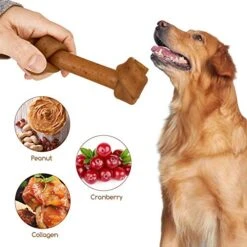 Jungle Calling Rawhide Free Dog Treats, Peanut Butter Bones, 6.5'' Dog Chews For Medium Dogs And Large Dogs (Peanut Butter),4 Count (Pack Of 1)
