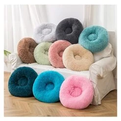 UNOVAP Pet Mat Donut Furry Pet Bed Round Mat Small Medium-Sized Animals Sleep With The Mat (Color : Apricot, Size : S 40CM) -Zoomie Shop 51bEIoQSdNL