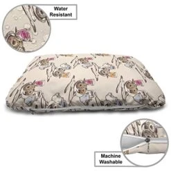 Ambesonne Breakfast Pet Bed, Coffee Donuts And Juices On The Table Morning Routine Cooking Food Theme, Chew Resistant Pad For Dogs And Cats Cushion With Removable Cover, 24" X 39", Beige And Brown -Zoomie Shop 51bUzayoRIL