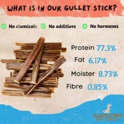 Amazing Dog Treats Gullet Sticks For Dogs- (6 Inch - 20 Count) - Jerky Chews For Dogs - Esophagus Beef Gullet -Zoomie Shop 51bcB6umhkL