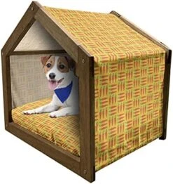 Ambesonne Fruit Wooden Pet House, Cartoon Carrots Images In Triplet Design Healthy Vegetable Foods Natural Art, Indoor & Outdoor Portable Dog Kennel With Pillow And Cover, Small, Coral Earth Yellow -Zoomie Shop 51bwPVvmIfL. AC