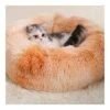 YangYan Super Soft Dog Bed Round Washable Long Plush Dog Kennel Cat House Velvet Mats Sofa For Dog Chihuahua Dog Basket Pet Bed (Color : Silver, Size : 40cm)