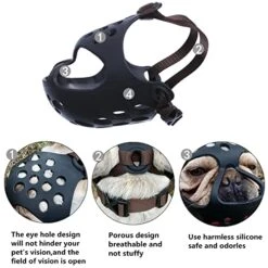 JYHY Short Snout Dog Muzzles,Soft Silicone Adjustable Breathable Bulldog Muzzle For Biting Chewing Barking Training,Ideal For Flat-Faced Dogs (Large/15-17" (Pack Of 1), Blue) -Zoomie Shop 51cK5Qw4lEL