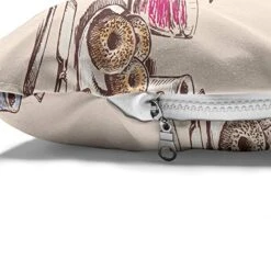 Ambesonne Breakfast Pet Bed, Coffee Donuts And Juices On The Table Morning Routine Cooking Food Theme, Chew Resistant Pad For Dogs And Cats Cushion With Removable Cover, 24" X 39", Beige And Brown -Zoomie Shop 51cLQVuC5NL