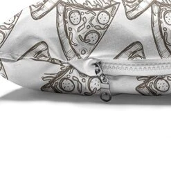 Ambesonne Food Pet Bed, Simplistic Drawn Pizza Slices Sketchy Fast Food Italian Meal Pepperoni Tasty, Chew Resistant Pad For Dogs And Cats Cushion With Removable Cover, 24" X 39", Umber And White -Zoomie Shop 51cNl1EseKL
