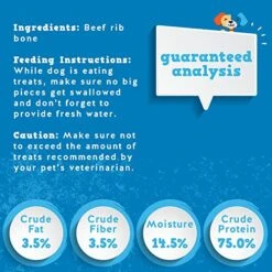 Jack&Pup Rib Bone Bites Dog Treats - Premium Grade Roasted Beef Ribs Bones For Dogs (3-4 Inches, 20 Pack) Single Ingredient All Natural Meaty Chew - Savory Smoked Beef Flavor (1.5 LB) -Zoomie Shop 51cVgiYS0kL