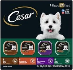 CESAR Wet Dog Food Classic Loaf In Sauce Beef Recipe, Filet Mignon, Grilled Chicken And Porterhouse Steak Variety Pack, (24) 3.5 Oz. Easy Peel Trays -Zoomie Shop 51cdmAw09L. AC