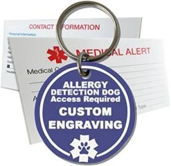 My Identity Doctor Allergy Detection Service Dog ID Custom Engraved Round Plastic - White - Large -Zoomie Shop 51cuDZEuV1L. AC