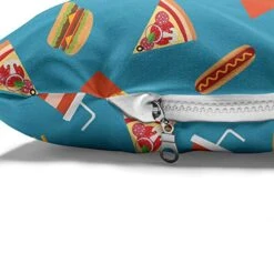 Ambesonne Food Pet Bed, Delicious Doodle Of Donuts Hot Dog Soda Cup Hamburger Fries And Pizza Slices, Chew Resistant Pad For Dogs And Cats Cushion With Removable Cover, 24" X 39", Sea Blue Multicolor -Zoomie Shop 51cxCRlrlyL